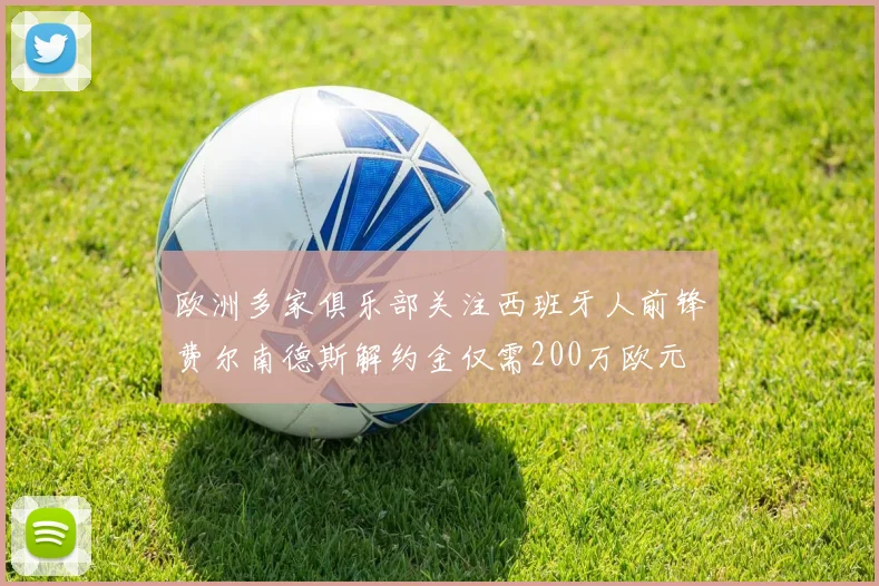 欧洲多家俱乐部关注西班牙人前锋费尔南德斯解约金仅需200万欧元